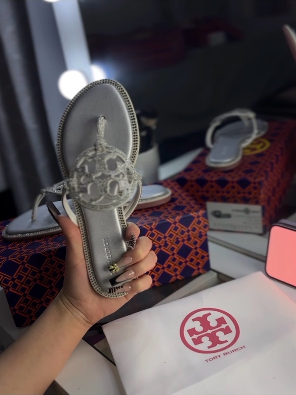 Metallic Silver Thong Sandal
